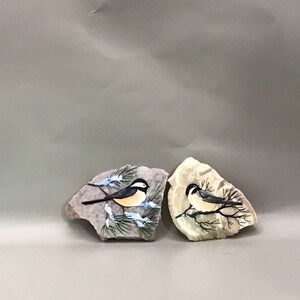 2 Slate/stone Magnets With Hand painted Birds